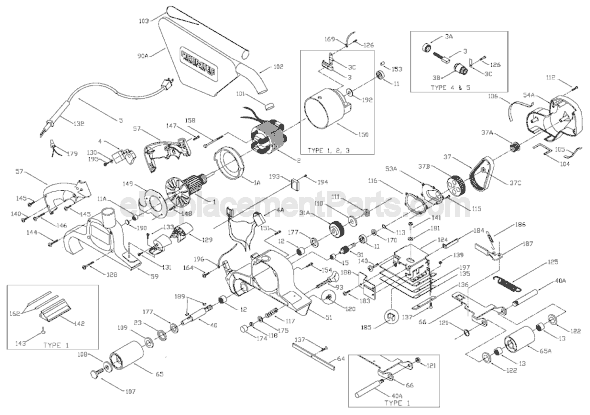 Page A Diagram and Parts List for 352 Type 5 Porter Cable Sander Polisher